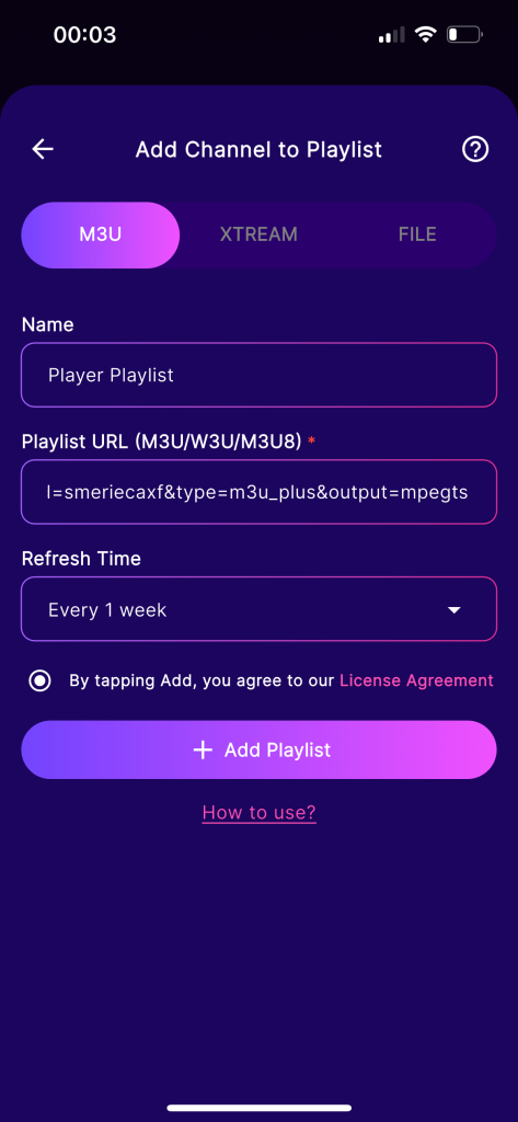 Playlist via M3U link