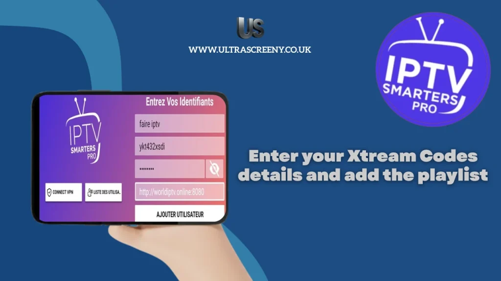 enter Xtream Codes playlist information