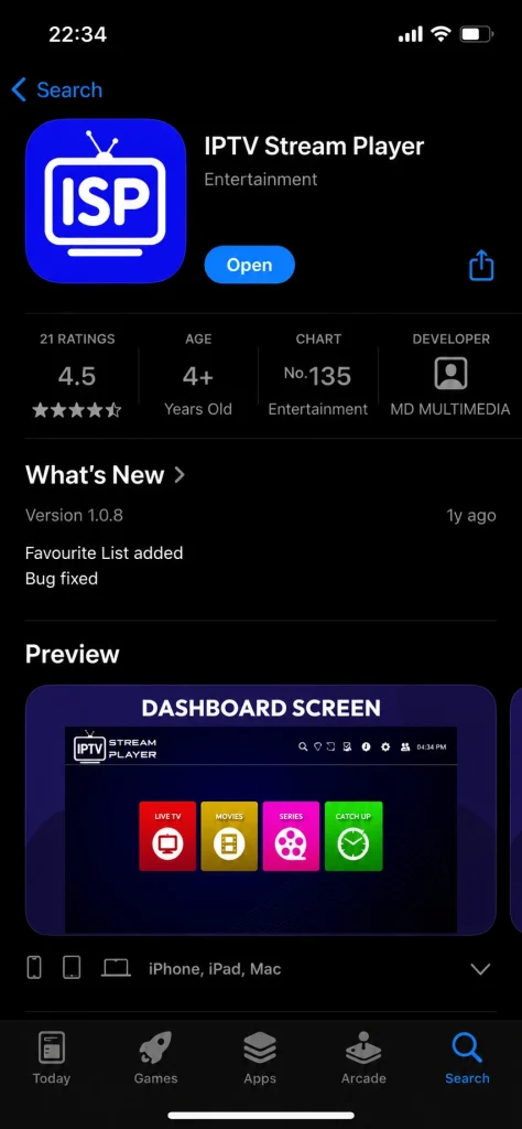 IPTV Stream Player for iPhone